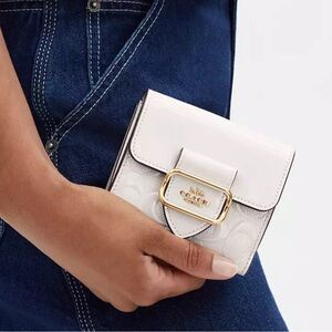 New Coach CT987 Small Morgan Wallet In Signature Leather IN Chalk